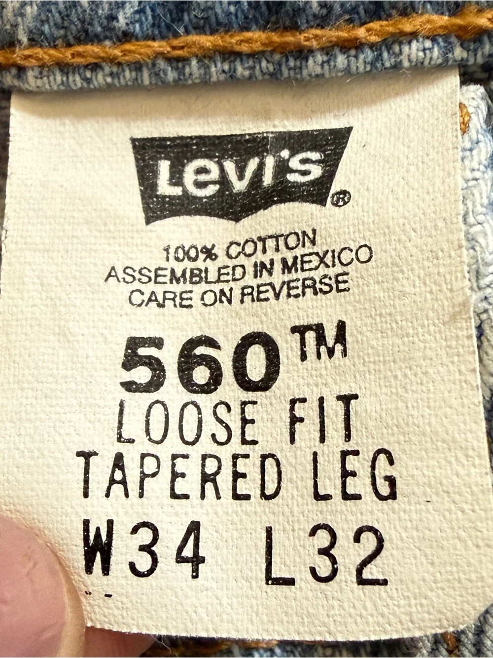 Vintage Levis 560 Orange Tab Jeans Men 32x30.5 Loose Baggy 90s Relaxed LightWash